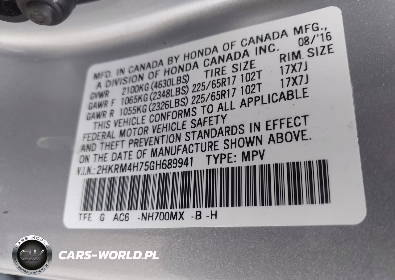 2016 Honda Cr-V Ex-L VIN:2HKRM4H75GH689941 - 9