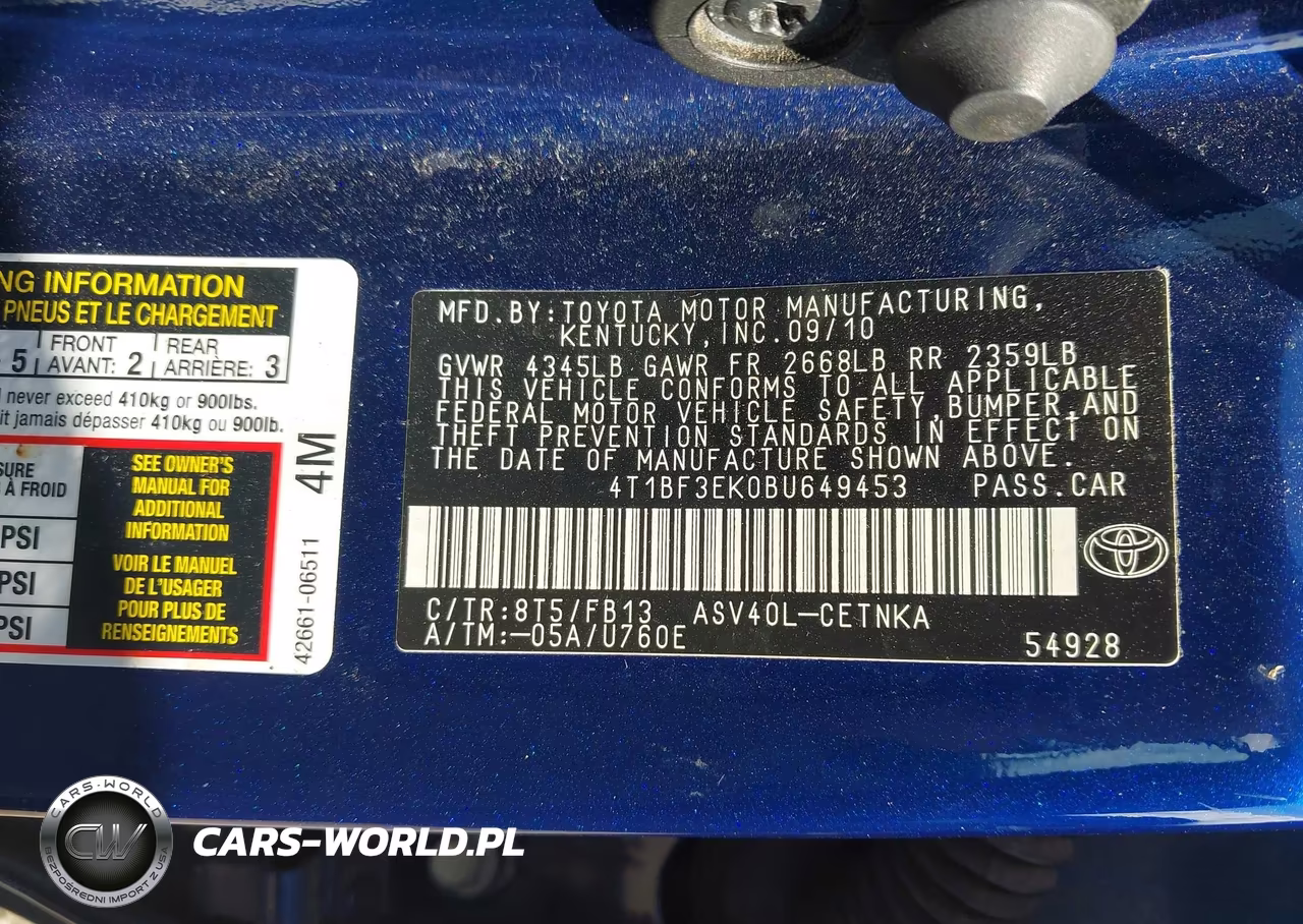 2011 Toyota Camry Le VIN:4T1BF3EK0BU649453 - 9