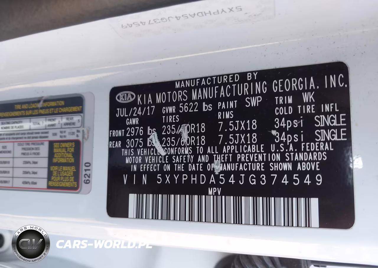 2018 Kia Sorento 3.3L Ex VIN:5XYPHDA54JG374549 - 9