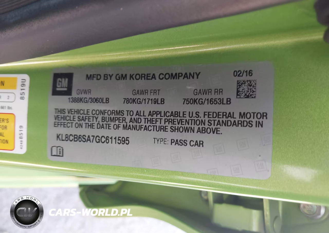 2016 Chevrolet Spark Ls Cvt VIN:KL8CB6SA7GC611595 - 9