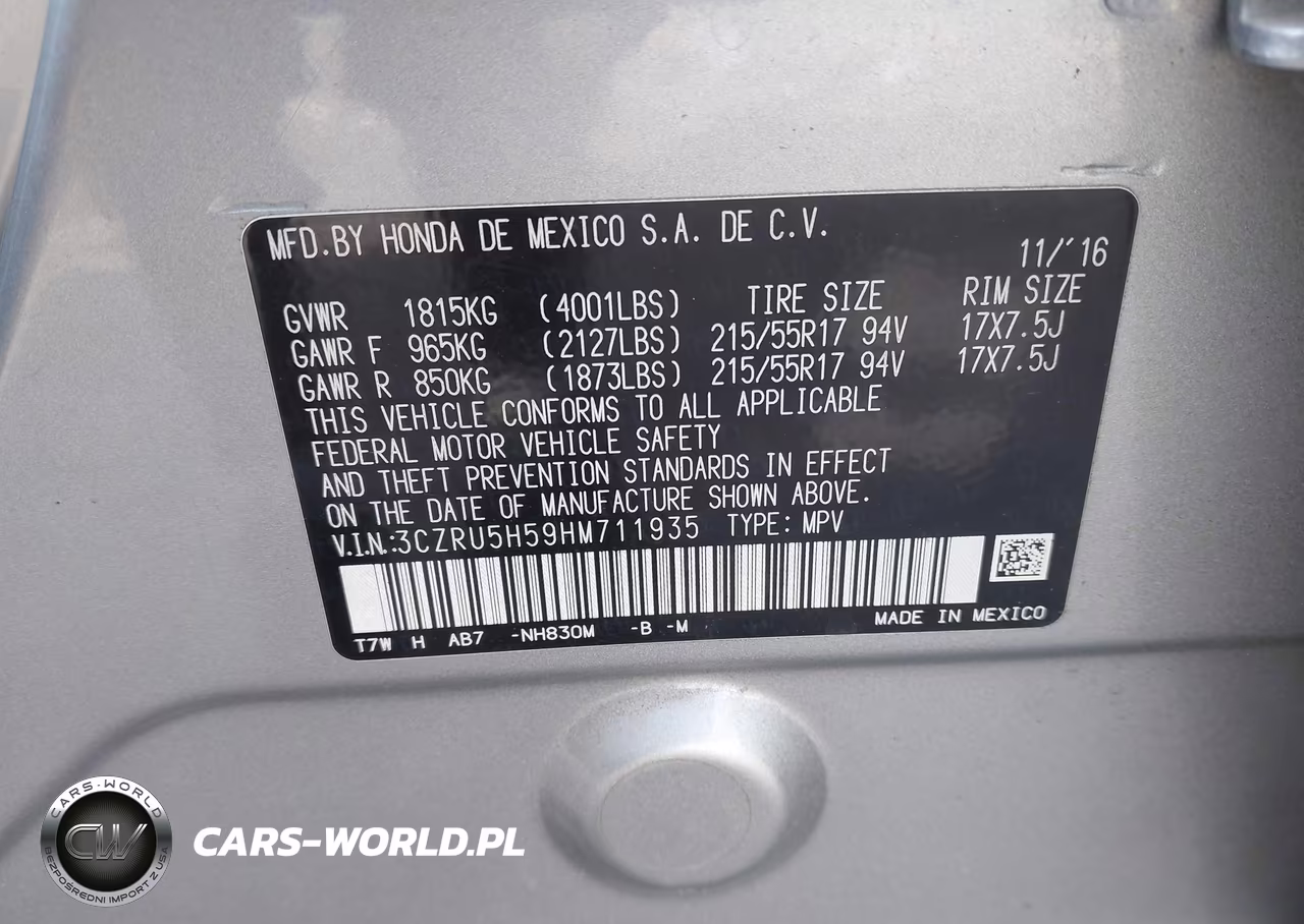 2017 Honda Hr-V Ex VIN:3CZRU5H59HM711935 - 9