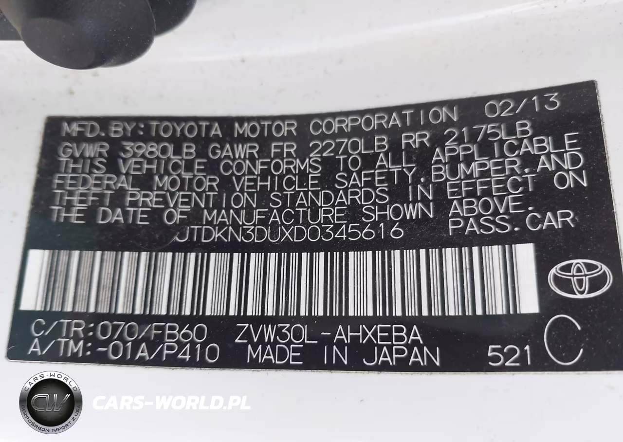 2013 Toyota Prius Two VIN:JTDKN3DUXD0345616 - 9