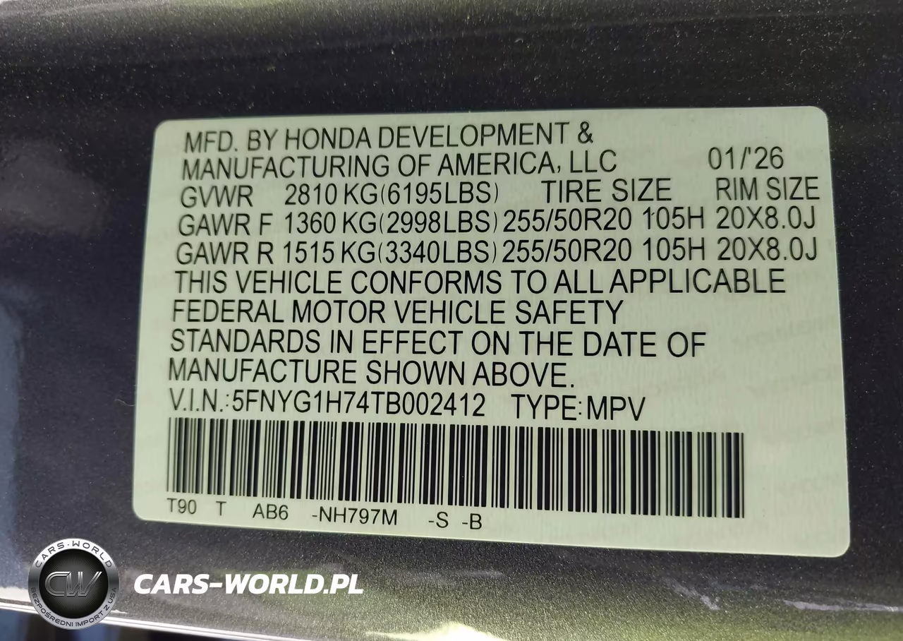 2026 Honda Pilot Touring-Touring Blackout VIN:5FNYG1H74TB002412 - 9