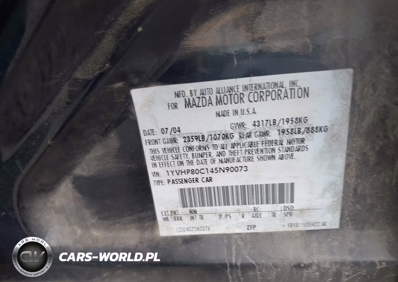 2004 Mazda Mazda6 I VIN:1YVHP80C145N90073 - 9