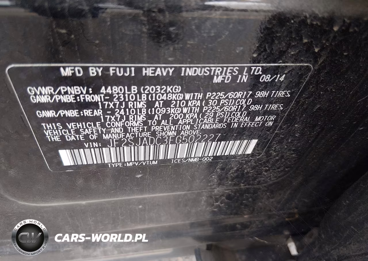 2015 Subaru Forester 2.5I Premium VIN:JF2SJADC3FG502227 - 9