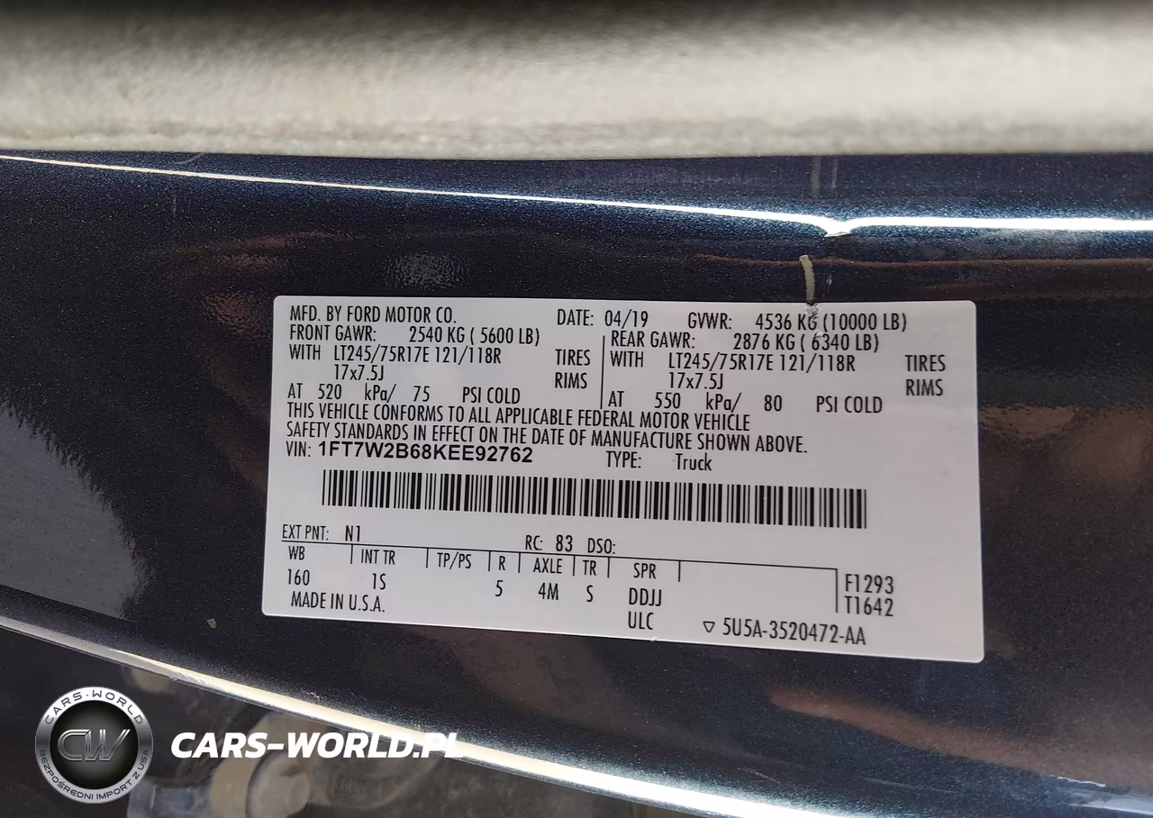 2019 Ford F-250 Xl VIN:1FT7W2B68KEE92762 - 9