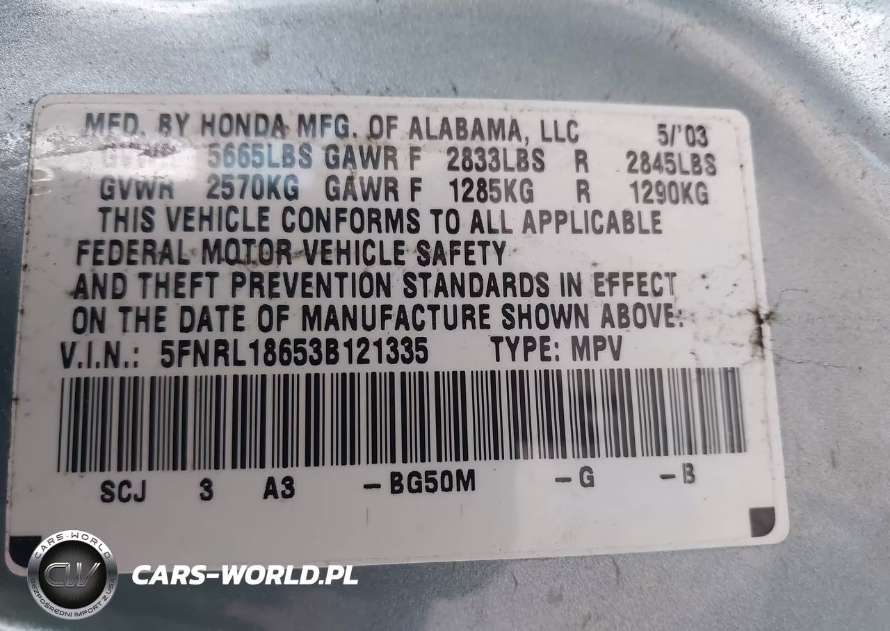 2003 Honda Odyssey Ex VIN:5FNRL18653B121335 - 9