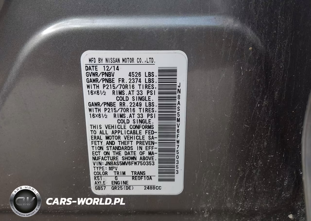 2015 Nissan Rogue Select S VIN:JN8AS5MV6FW750353 - 9