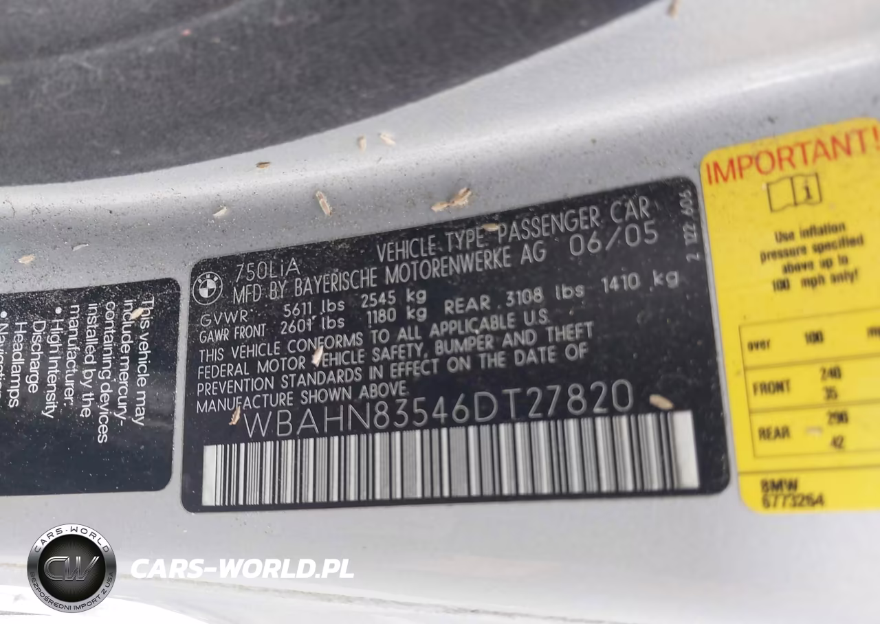 2006 BMW 750Li VIN:WBAHN83546DT27820 - 9