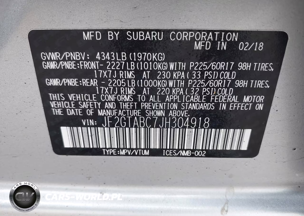 2018 Subaru Crosstrek 2.0I Premium VIN:JF2GTABC7JH304918 - 9