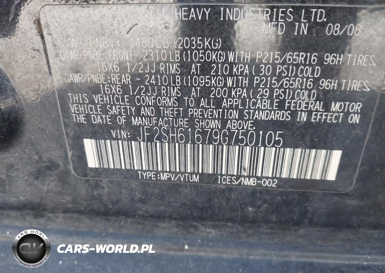 2009 Subaru Forester 2.5X VIN:JF2SH61679G750105 - 9