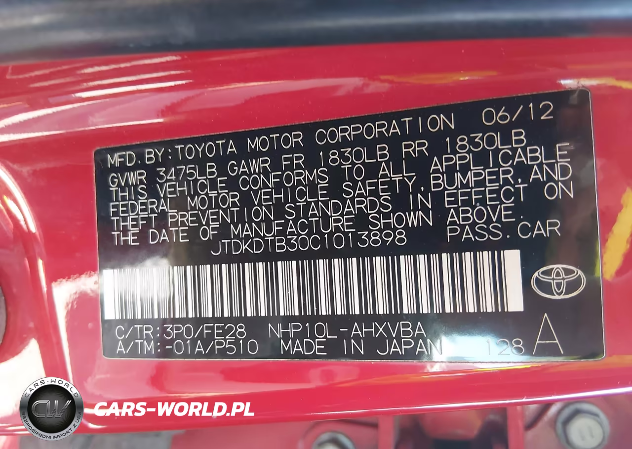 2012 Toyota Prius C One VIN:JTDKDTB30C1013898 - 9