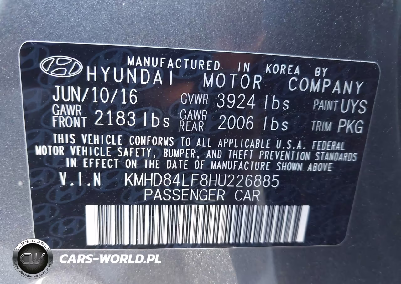 2017 Hyundai Elantra Se VIN:KMHD84LF8HU226885 - 9