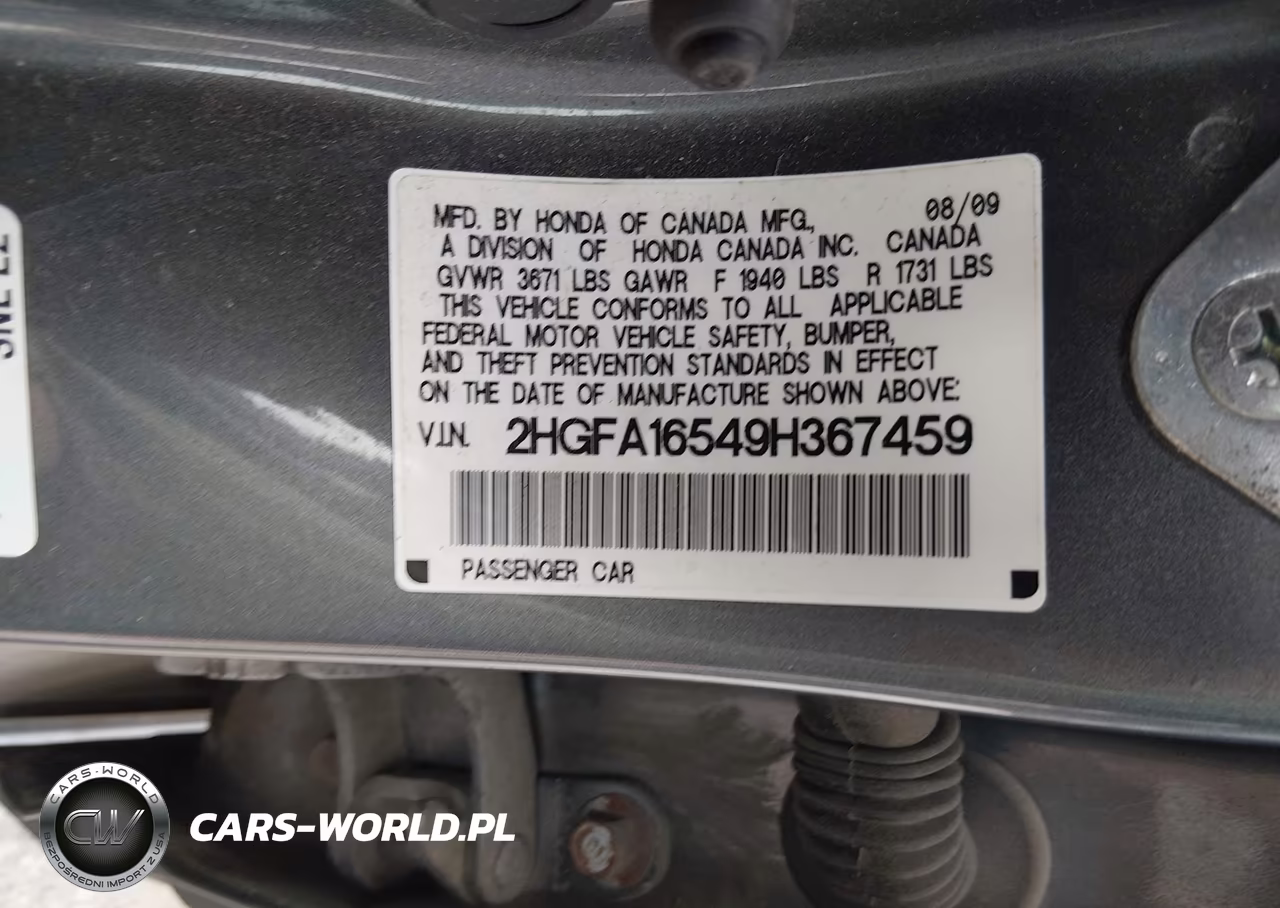 2009 Honda Civic Lx VIN:2HGFA16549H367459 - 9