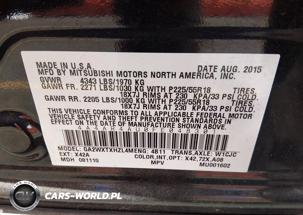 2015 Mitsubishi Outlander Sport Se VIN:4A4AR4AU0FE048301 - 9