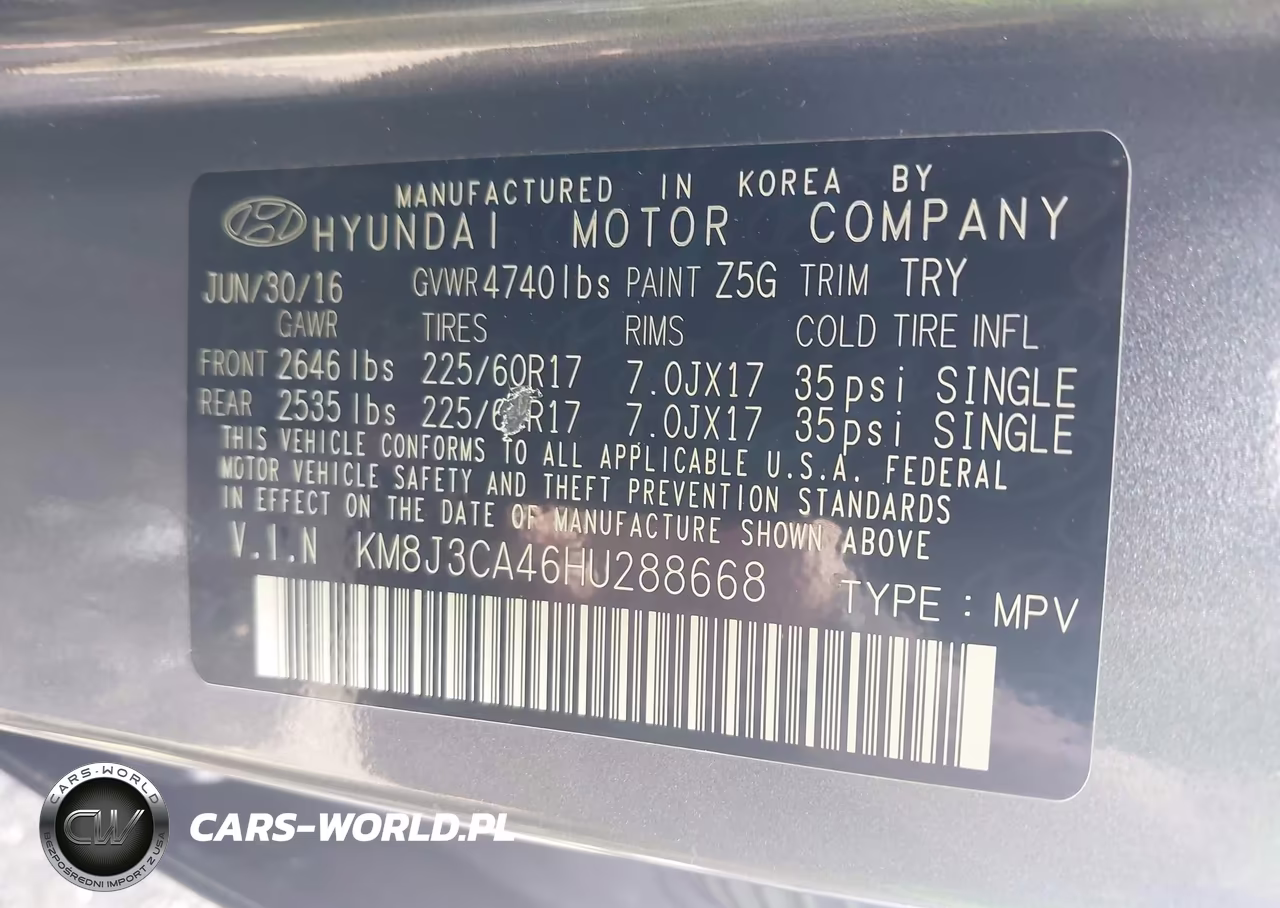 2017 Hyundai Tucson Se VIN:KM8J3CA46HU288668 - 9