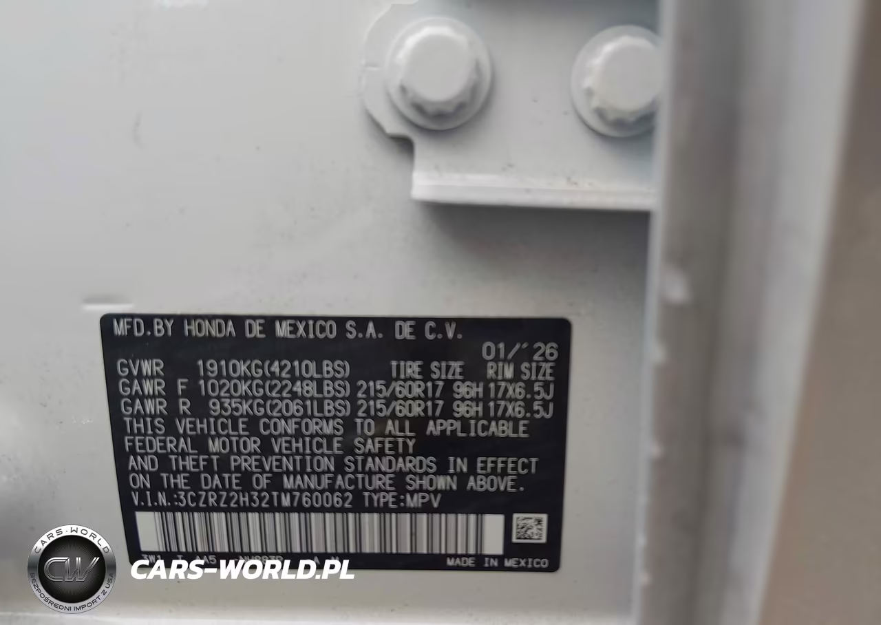 2026 Honda Hr-V Awd Lx VIN:3CZRZ2H32TM760062 - 9