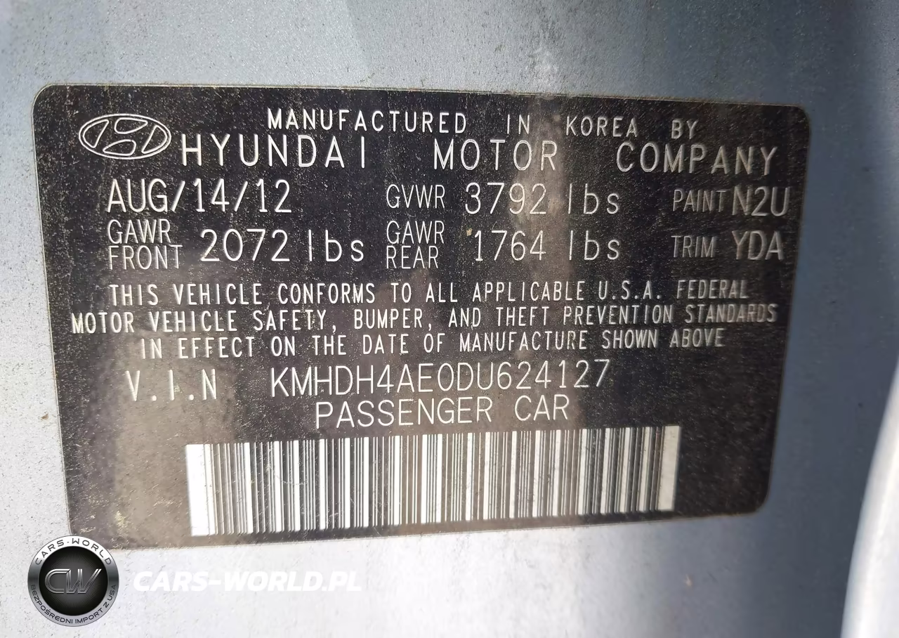 2013 Hyundai Elantra Gls VIN:KMHDH4AE0DU624127 - 9