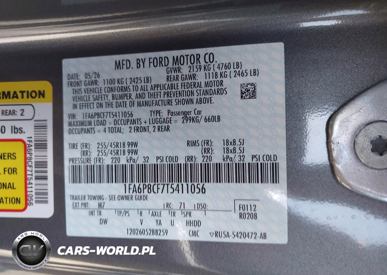 2026 Ford Mustang Gt Fastback VIN:1FA6P8CF7T5411056 - 9