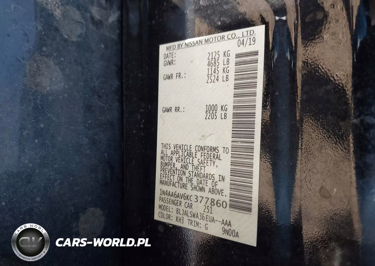 2019 Nissan Maxima 3.5 Sr VIN:1N4AA6AV6KC377860 - 9