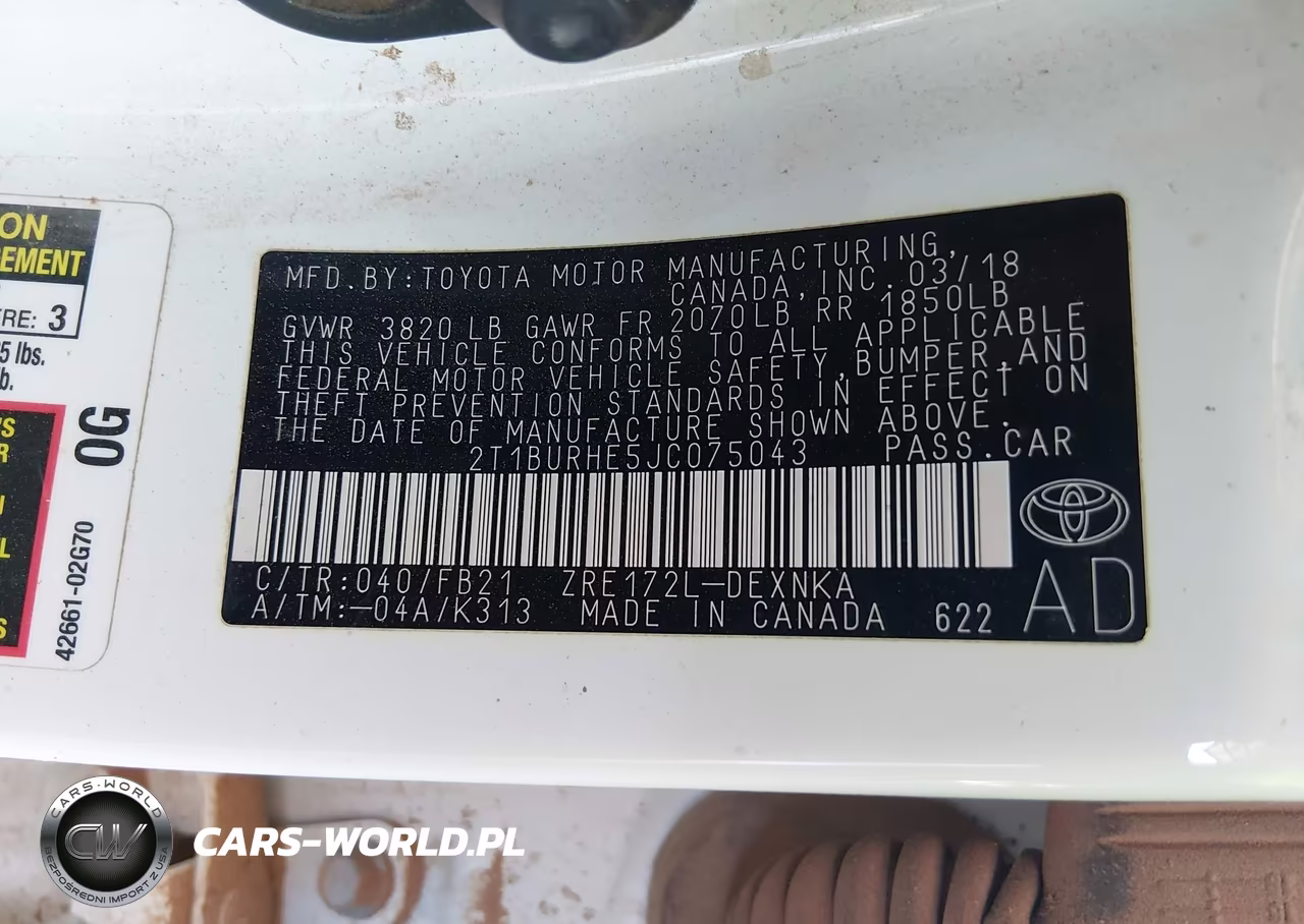 2018 Toyota Corolla Le VIN:2T1BURHE5JC075043 - 9