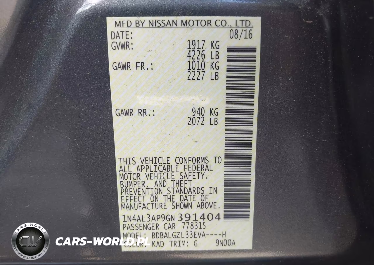 2016 Nissan Altima 2.5 S VIN:1N4AL3AP9GN391404 - 9