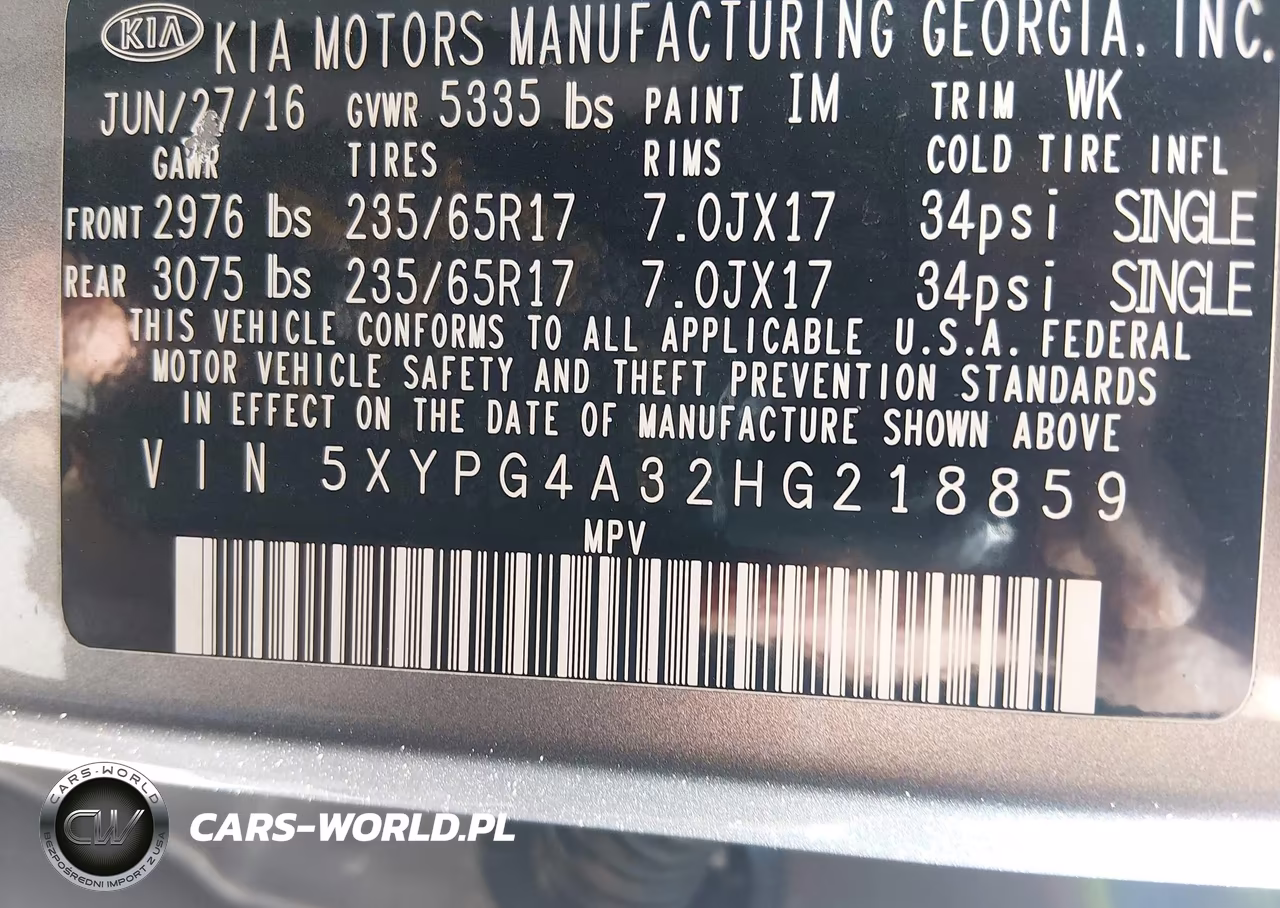 2017 Kia Sorento 2.4L Lx VIN:5XYPG4A32HG218859 - 9
