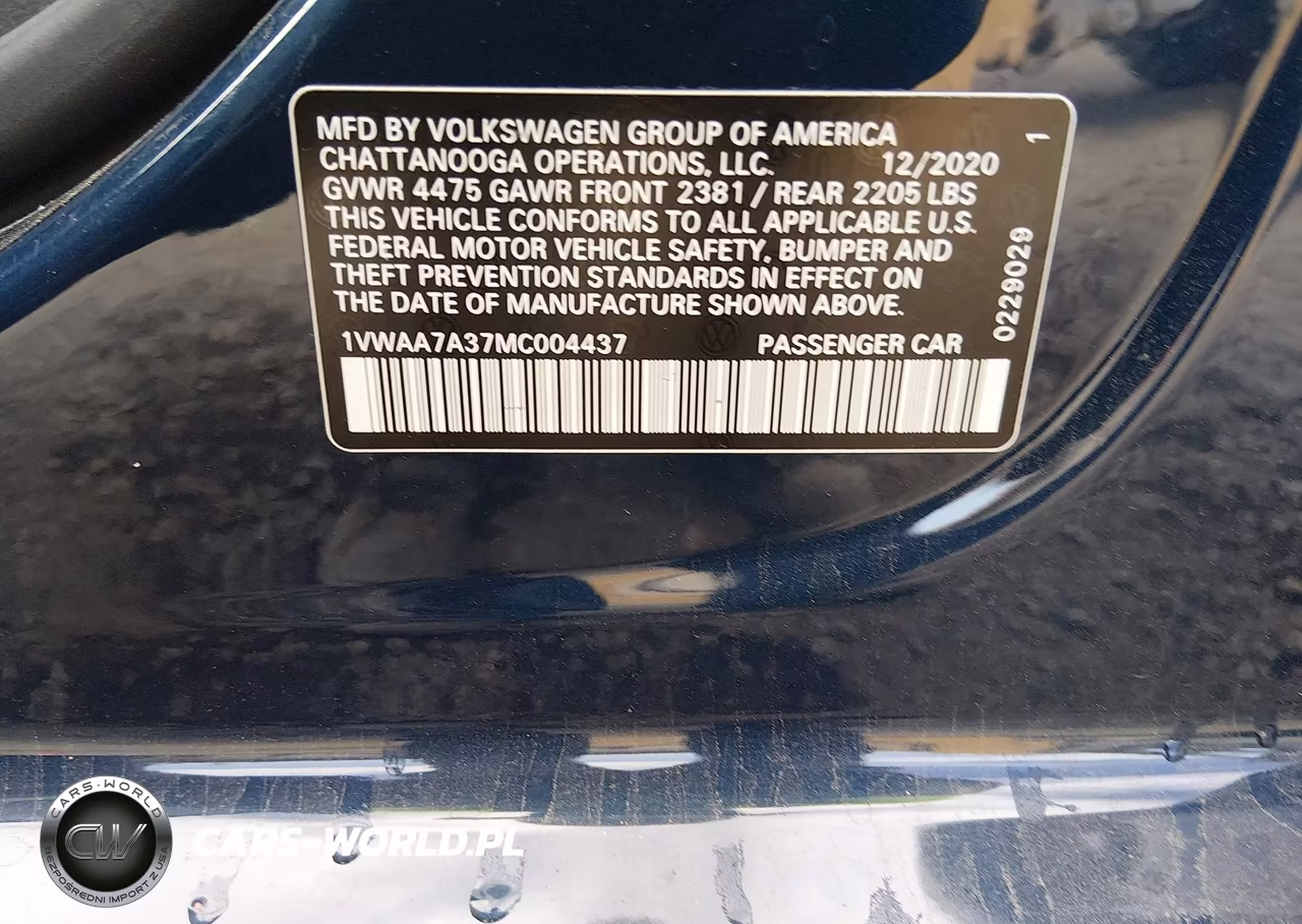 2021 Volkswagen Passat 2.0T S VIN:1VWAA7A37MC004437 - 9