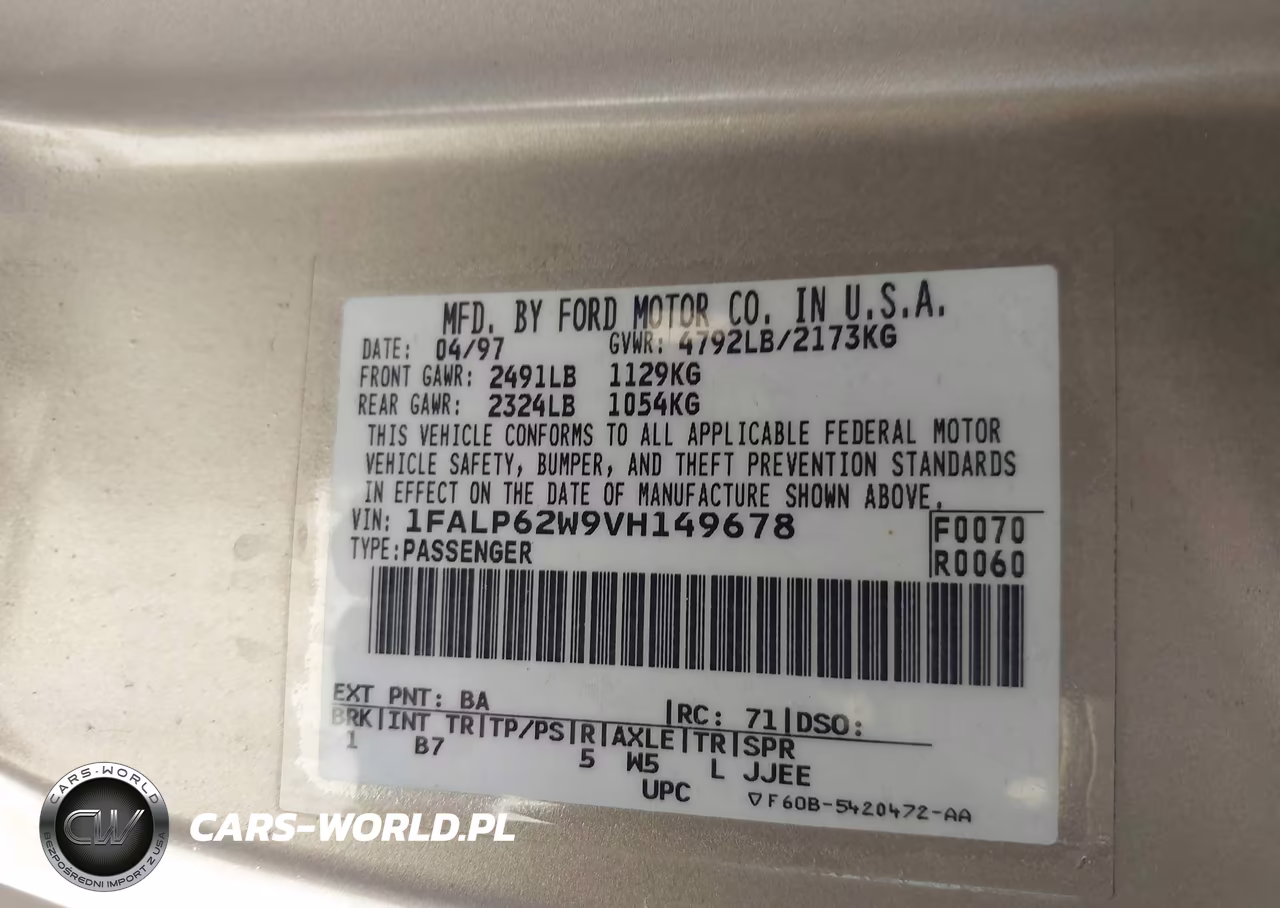 1997 Ford Thunderbird Lx VIN:1FALP62W9VH149678 - 9