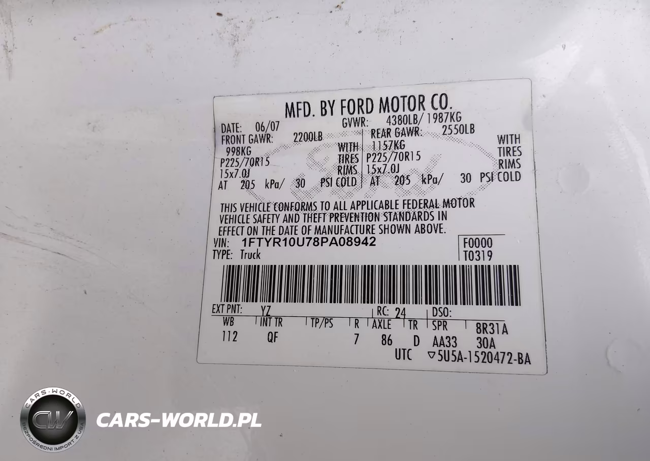 2008 Ford Ranger VIN:1FTYR10U78PA08942 - 4