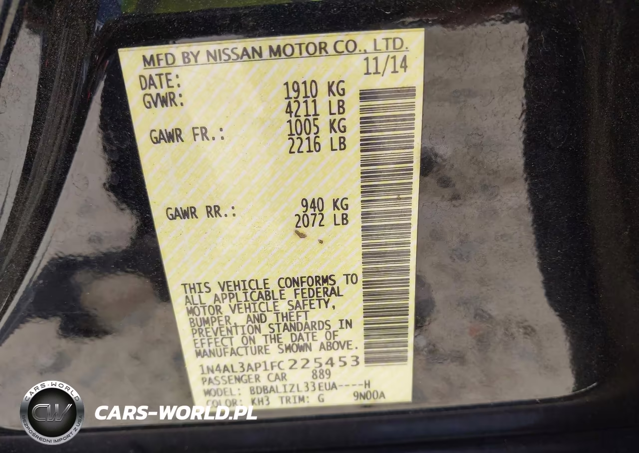 2015 Nissan Altima 2.5 Sv VIN:1N4AL3AP1FC225453 - 9