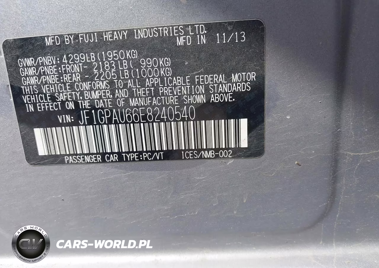 2014 Subaru Impreza 2.0I Sport Limited VIN:JF1GPAU66E8240540 - 9