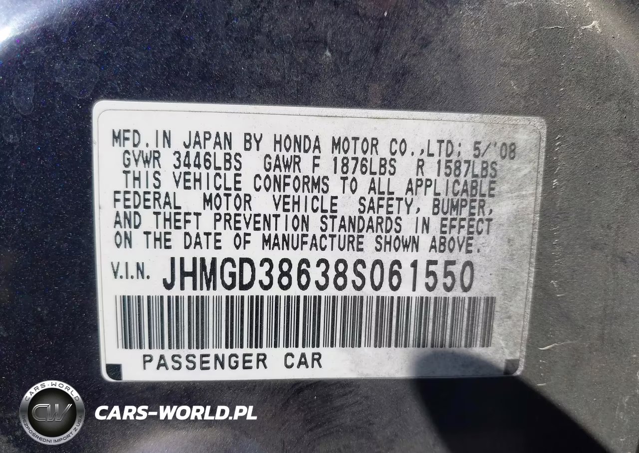 2008 Honda Fit Sport VIN:JHMGD38638S061550 - 9