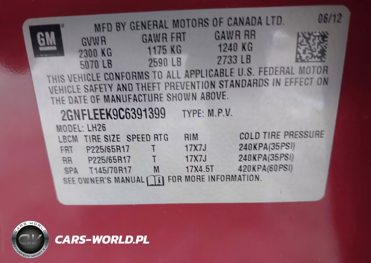 2012 Chevrolet Equinox 1Lt VIN:2GNFLEEK9C6391399 - 9