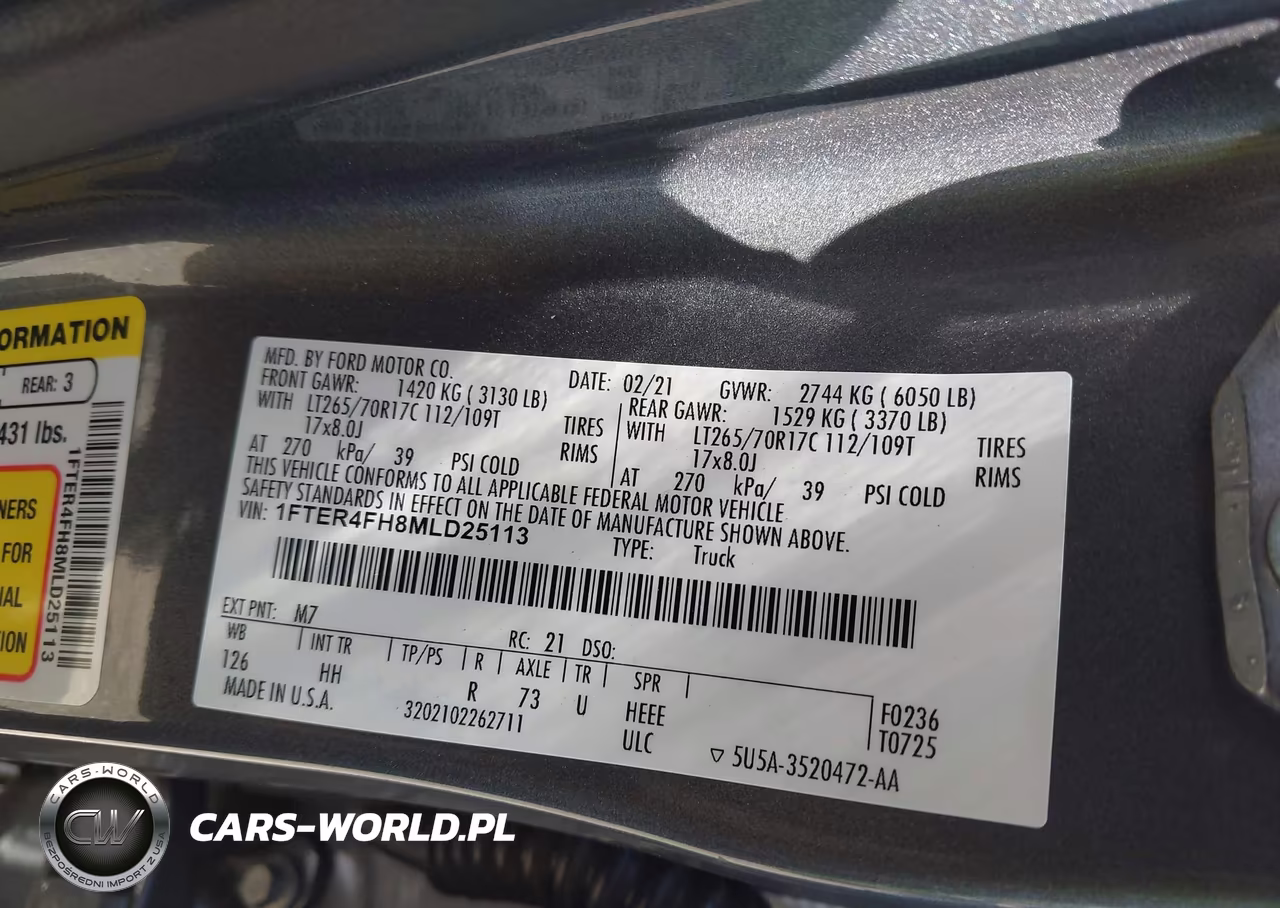 2021 Ford Ranger Lariat VIN:1FTER4FH8MLD25113 - 9