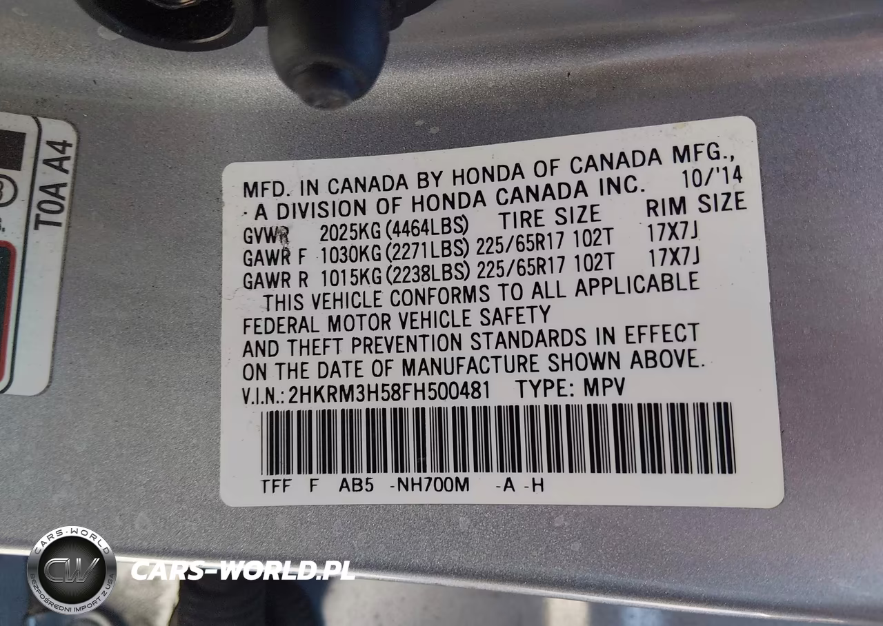 2015 Honda Cr-V Ex VIN:2HKRM3H58FH500481 - 9