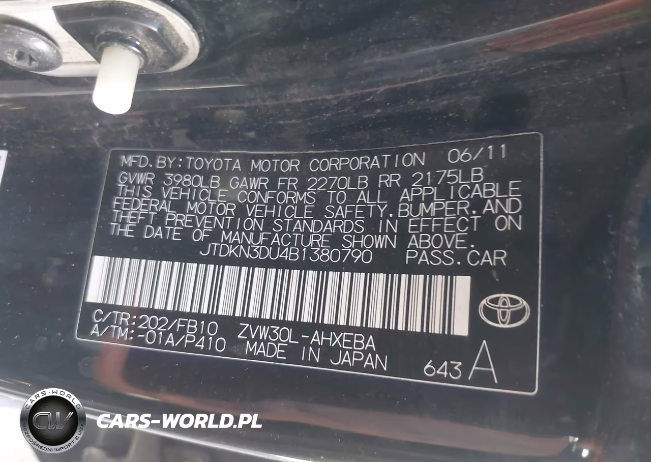 2011 Toyota Prius Two VIN:JTDKN3DU4B1380790 - 9