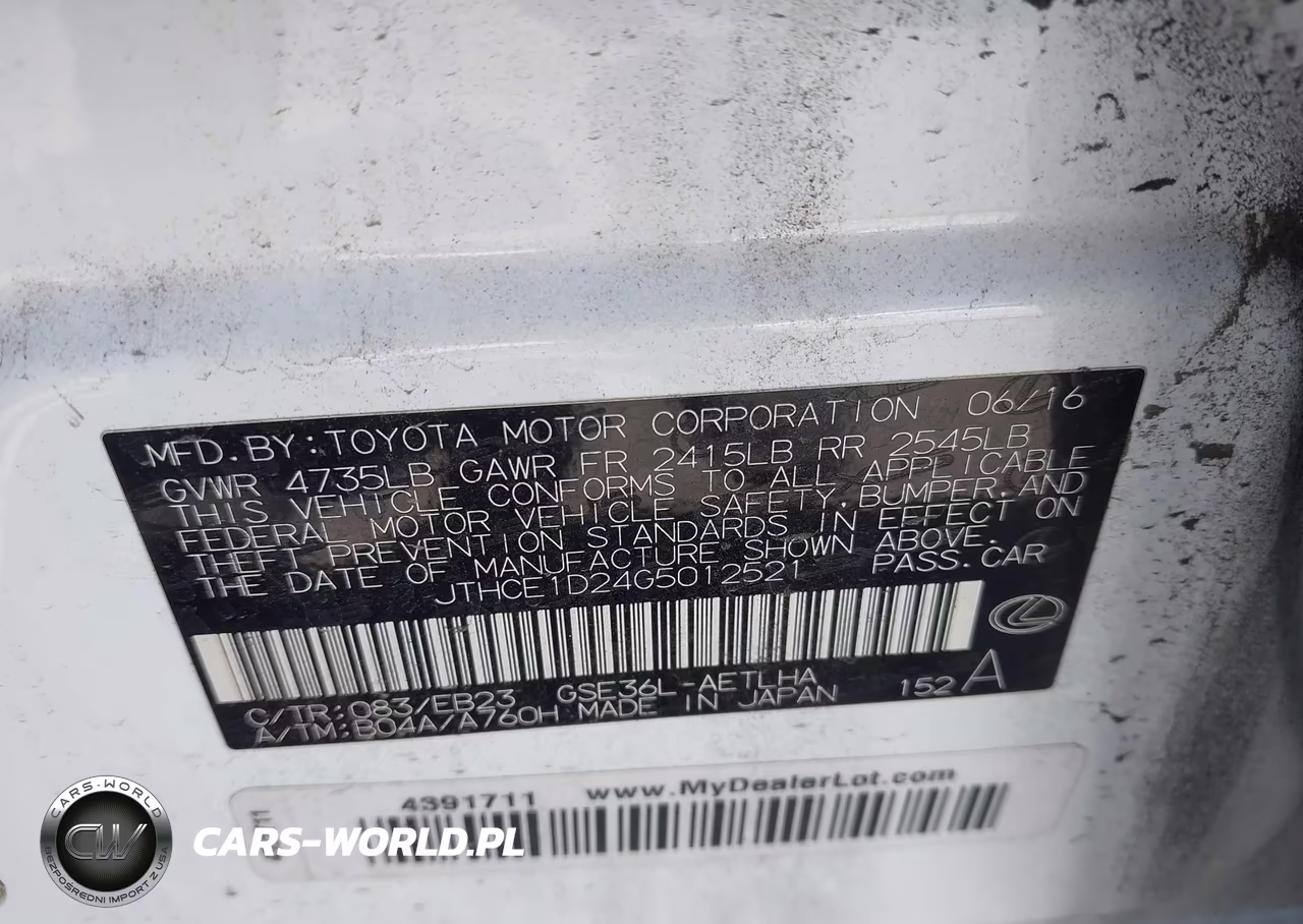 2016 Lexus Is 350 VIN:JTHCE1D24G5012521 - 9