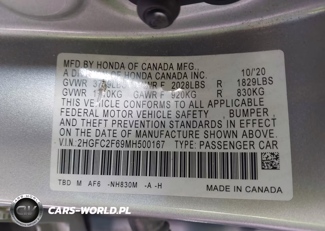 2021 Honda Civic Lx VIN:2HGFC2F69MH500167 - 9