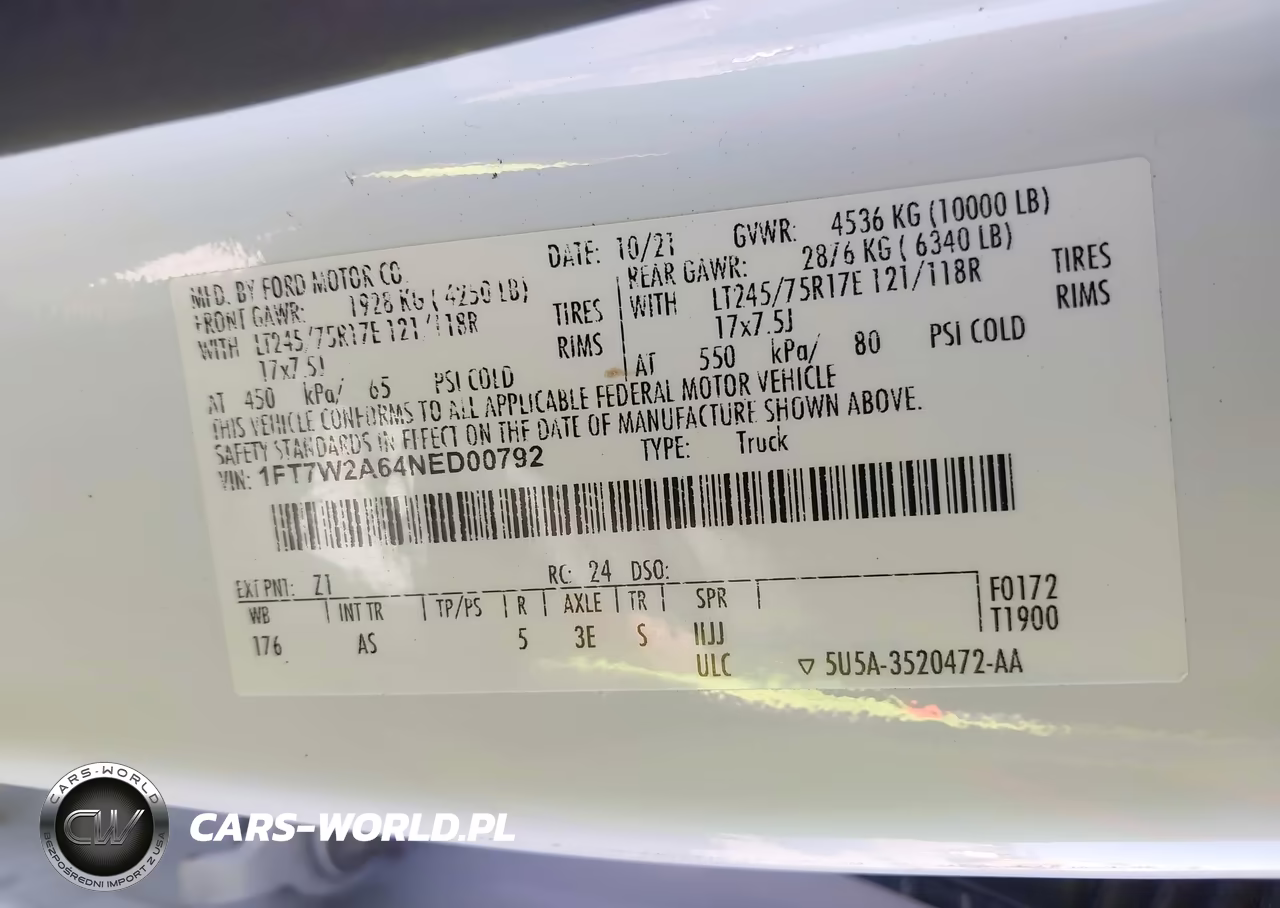 2022 Ford F-250 Xl VIN:1FT7W2A64NED00792 - 9