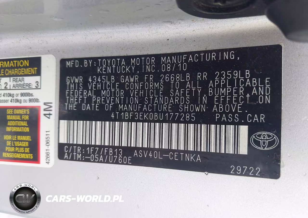 2011 Toyota Camry Le VIN:4T1BF3EK0BU177285 - 9
