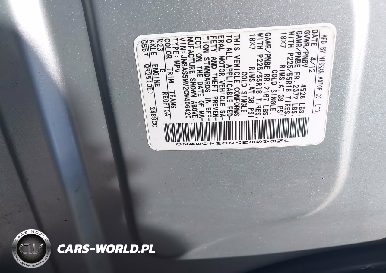 2012 Nissan Rogue Sv W-Sl Pkg VIN:JN8AS5MV2CW406420 - 9