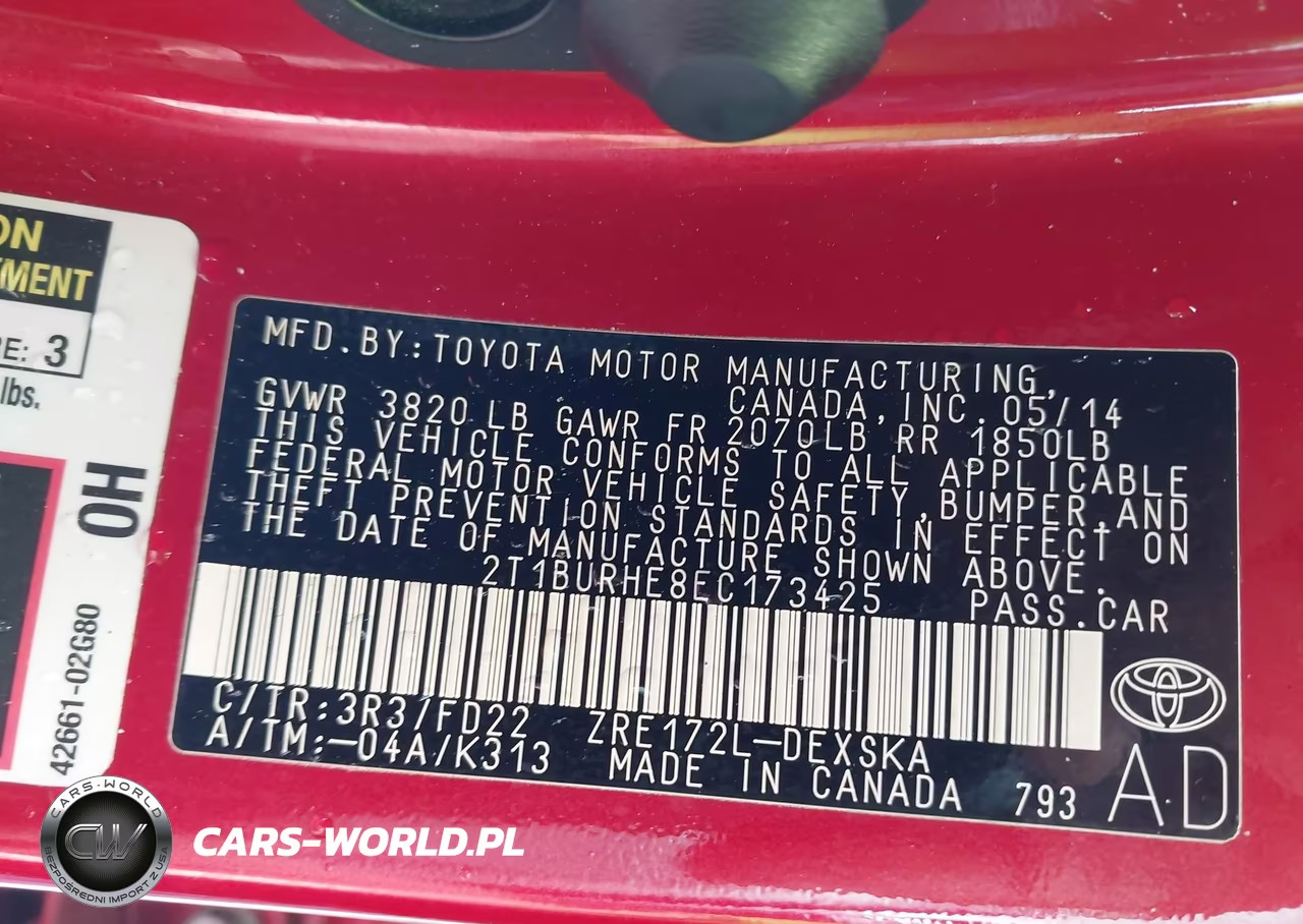 2014 Toyota Corolla S Plus VIN:2T1BURHE8EC173425 - 9