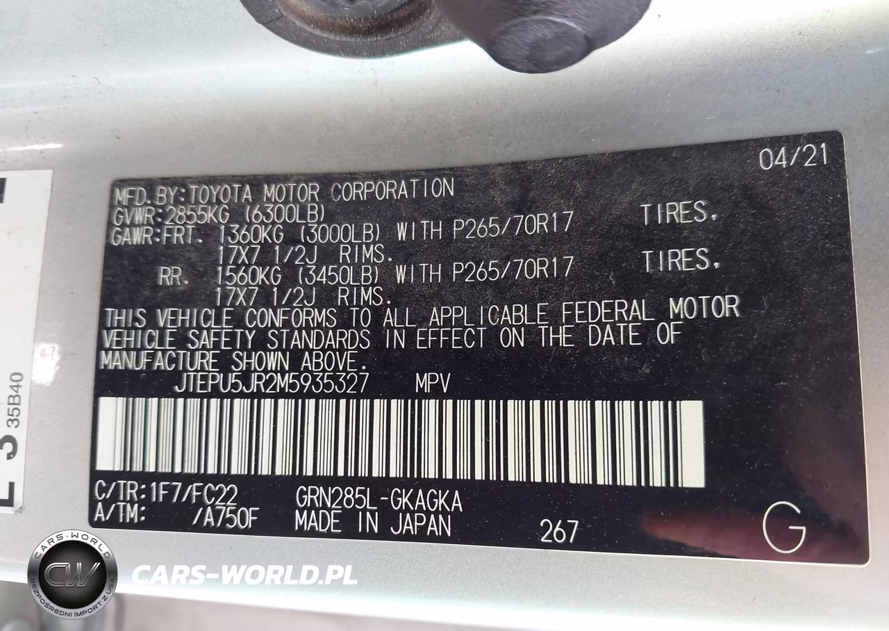 2021 Toyota 4Runner Trd Off Road VIN:JTEPU5JR2M5935327 - 9