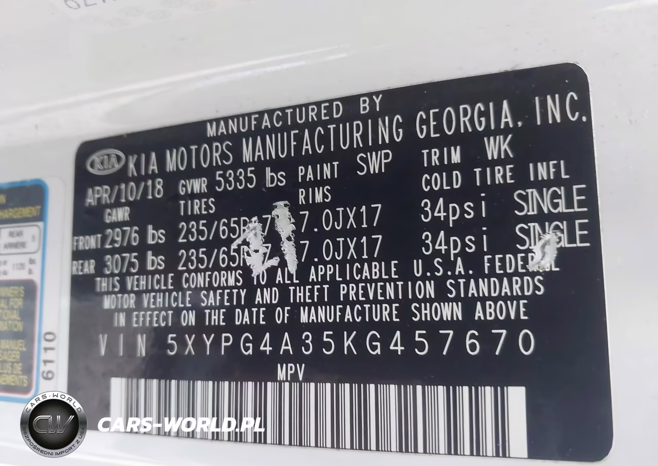 2019 Kia Sorento 2.4L Lx VIN:5XYPG4A35KG457670 - 9