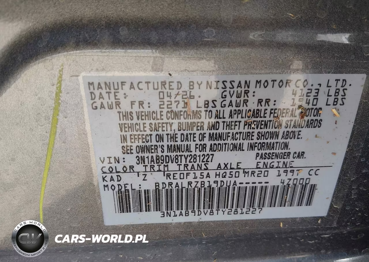 2026 Nissan Sentra Sr VIN:3N1AB9DV8TY281227 - 9