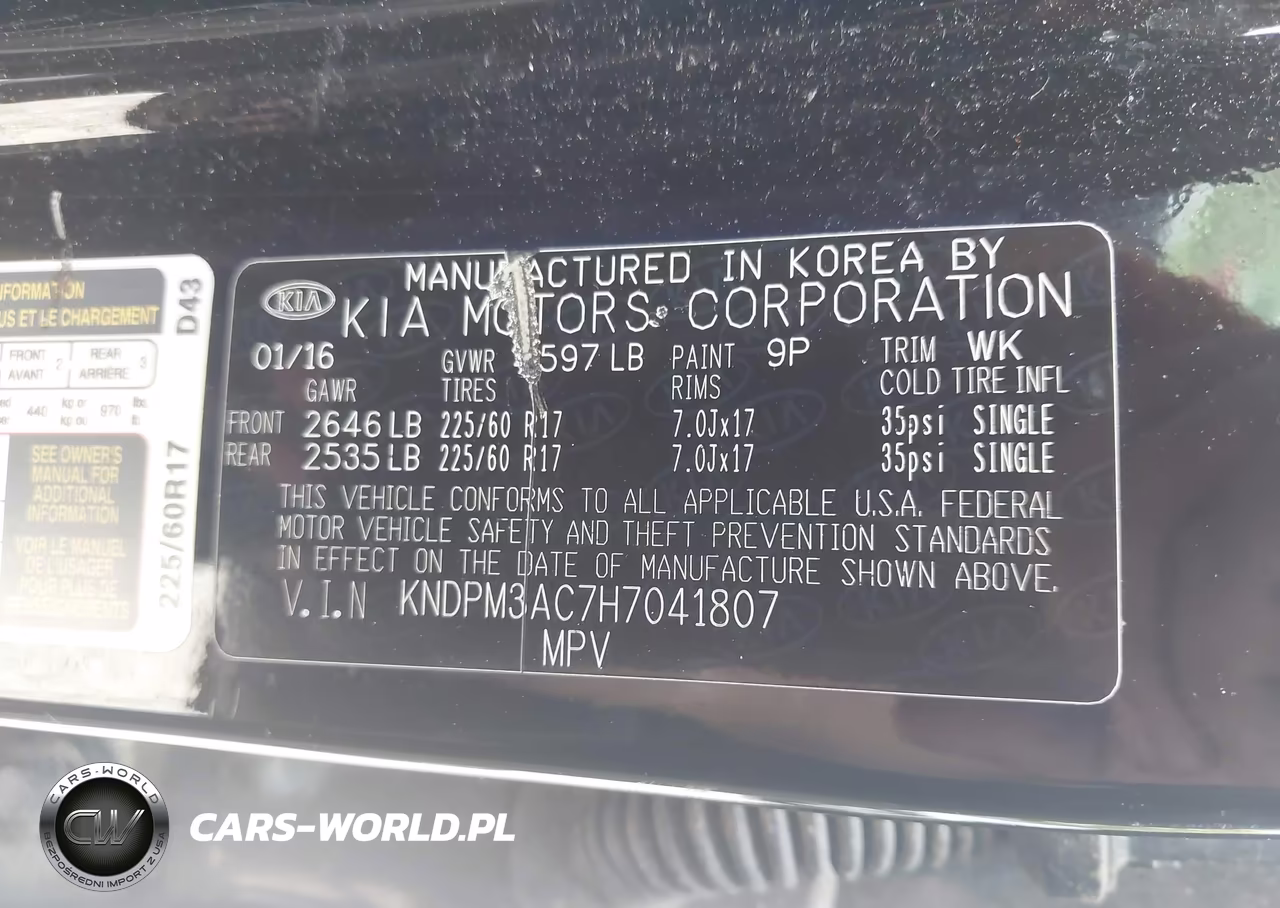 2017 Kia Sportage Lx VIN:KNDPM3AC7H7041807 - 9