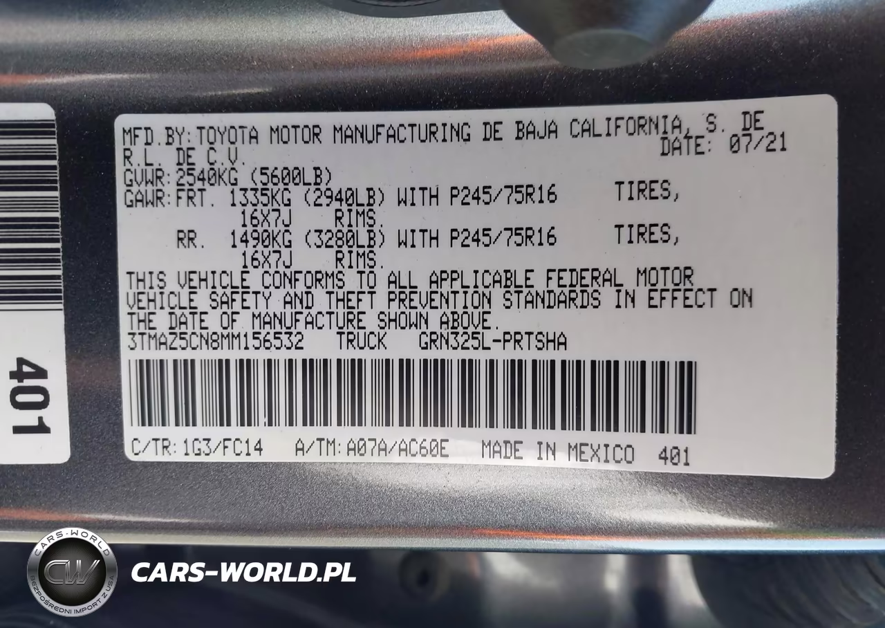 2021 Toyota Tacoma Sr5 V6 VIN:3TMAZ5CN8MM156532 - 9