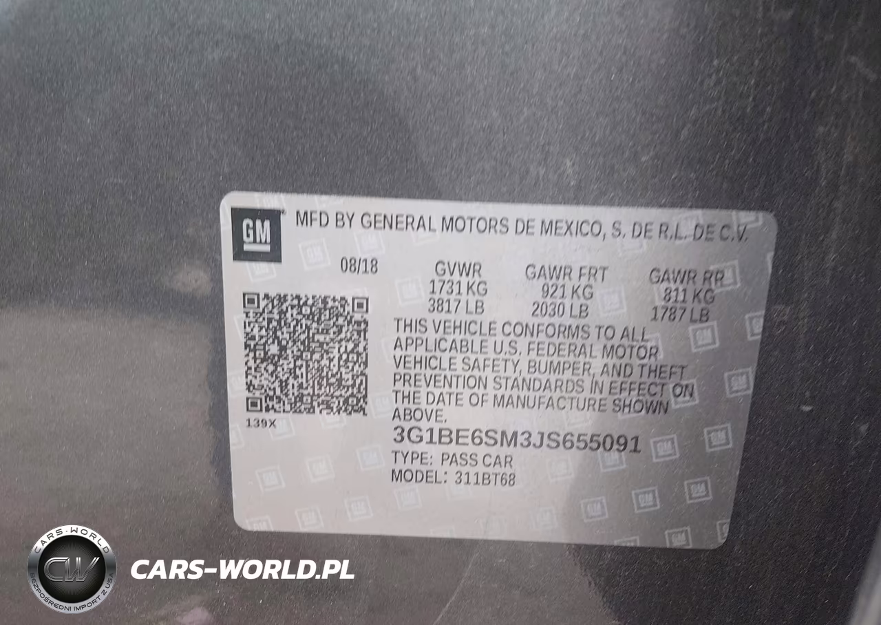 2018 Chevrolet Cruze Lt Auto VIN:3G1BE6SM3JS655091 - 9