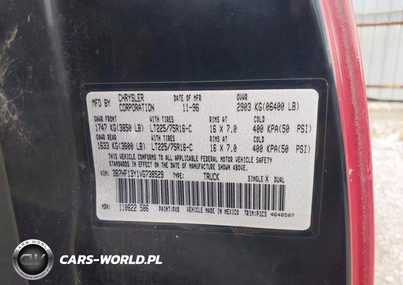 1997 Dodge Ram 1500 St VIN:3B7HF13Y1VG738529 - 9